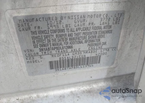 2013 Nissan Sentra Sv из США, поврежденный, VIN 3N1AB7AP8DL613966